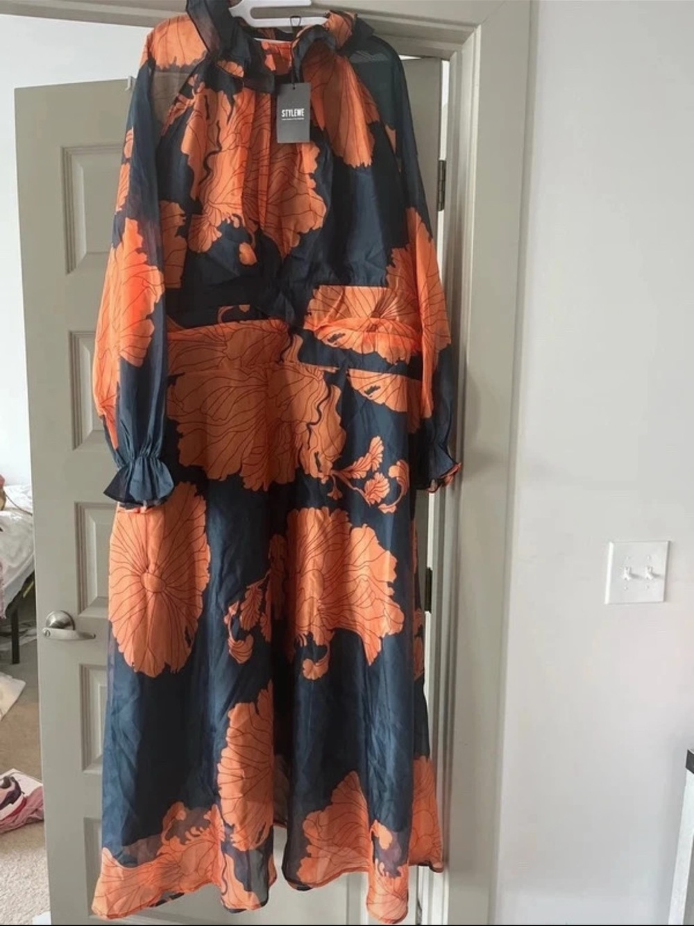Navy and Orange Floral Maxi Dress NEW SZ 3x